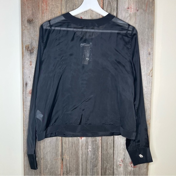 J. Crew Black Blouse with White Button Accents - Picture 6 of 13